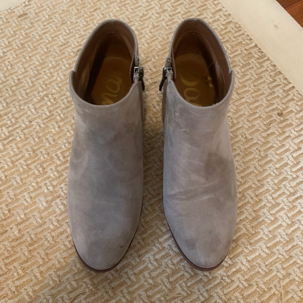Sam Edelman Gray Ankle Booties with Stacked Heel